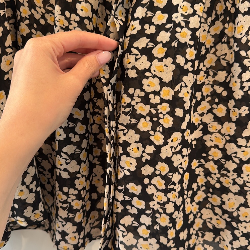 Mng mango button down black white yellow blouse top shirt - Picture 4 of 5